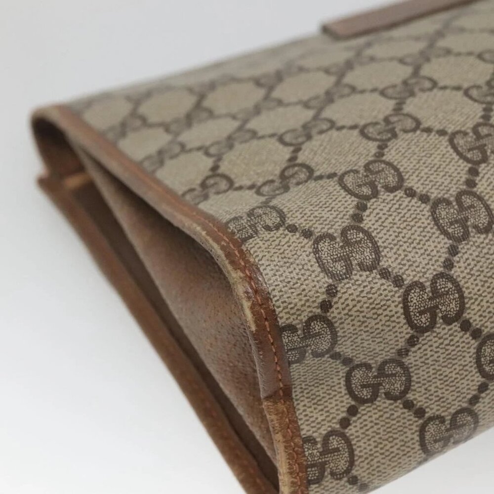 GUCCI GG Supreme Web Sherry Line Clutch Bag PVC Beige Gold 89 01 031 Auth 139970 - Picture 11 of 15